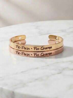 No Pain No Gain 2 Piece Motivational Bracelet Set